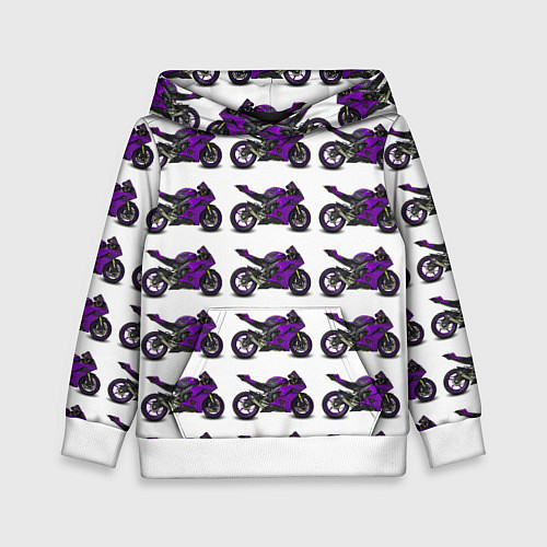 Детская толстовка Motorcycle purple / 3D-Белый – фото 1