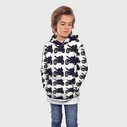 Толстовка-худи детская The motorcycle is dark purple, цвет: 3D-белый — фото 2