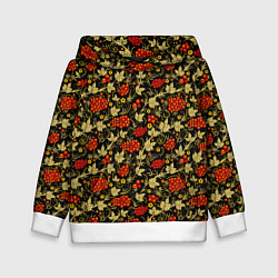 Толстовка-худи детская Традиционный русский узор, цвет: 3D-белый