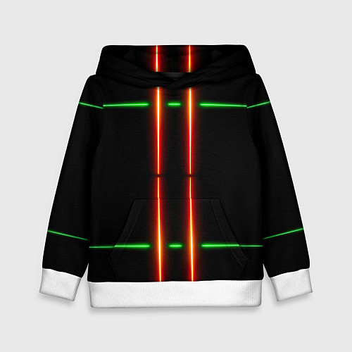Детская толстовка Neon green black red line / 3D-Белый – фото 1