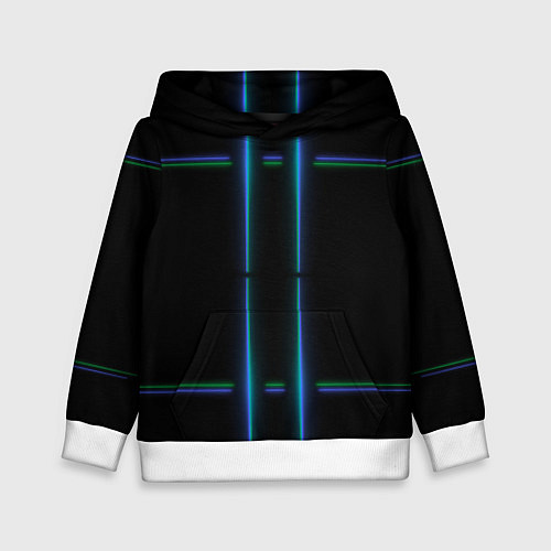Детская толстовка Color black green blue lines / 3D-Белый – фото 1