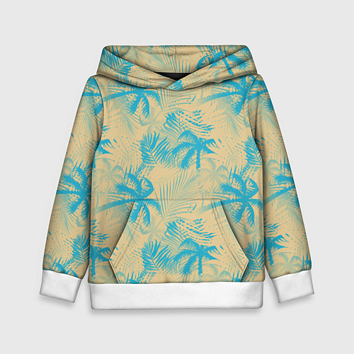 Детская толстовка Palm light blue beige / 3D-Белый – фото 1