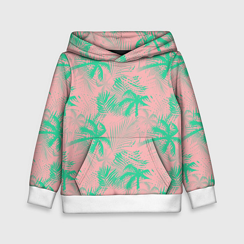Детская толстовка Palm turquoise pink / 3D-Белый – фото 1