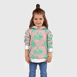 Толстовка-худи детская Palm turquoise pink, цвет: 3D-белый — фото 2