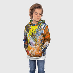 Толстовка-худи детская Живая Абстракция: Поток Цветов и Форм в Постоянном, цвет: 3D-белый — фото 2