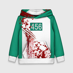 Толстовка-худи детская Кровавая форма игрока 456 из игры в кальмара, цвет: 3D-белый