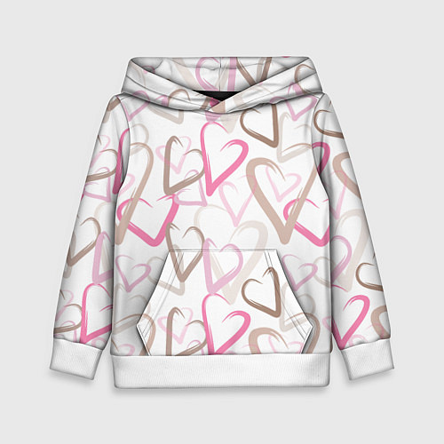 Детская толстовка Розовые сердца / 3D-Белый – фото 1