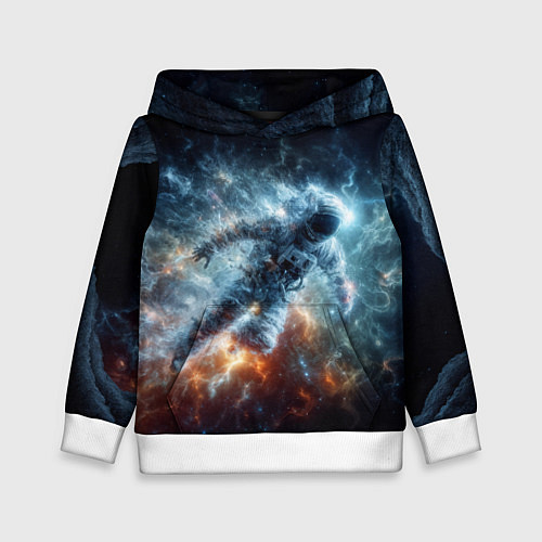 Детская толстовка Космонавт парит в космосе среди звезд / 3D-Белый – фото 1