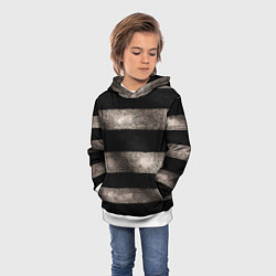 Толстовка-худи детская Черно-белая тельняшка текстура, цвет: 3D-белый — фото 2