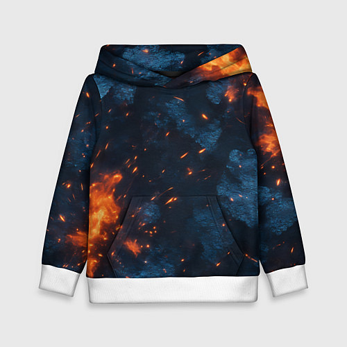 Детская толстовка Синий камуфляж с искрами / 3D-Белый – фото 1