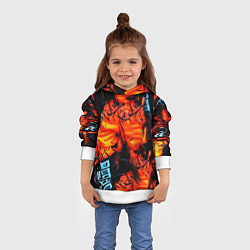 Толстовка-худи детская Абстрактная текстура рыжего пламени, цвет: 3D-белый — фото 2
