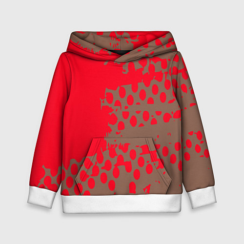 Детская толстовка Абстрактные алые пятна на цвете какао / 3D-Белый – фото 1