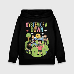Толстовка-худи детская System of a Down мультяшный, цвет: 3D-черный