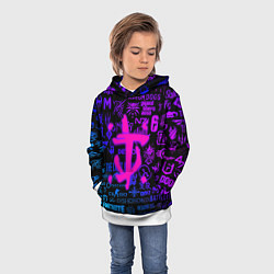 Толстовка-худи детская Doom логотипы игр неон, цвет: 3D-белый — фото 2