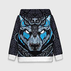 Толстовка-худи детская Медведь воин в кельтском стиле, цвет: 3D-белый