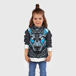 Толстовка-худи детская Медведь воин в кельтском стиле, цвет: 3D-белый — фото 2