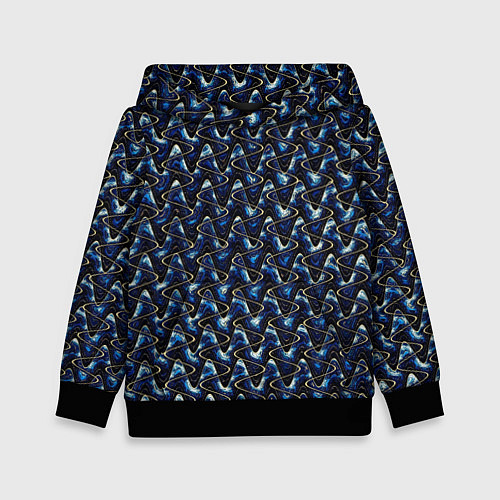 Детская толстовка Тёмно-синий волнистые полосы / 3D-Черный – фото 1