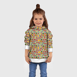 Толстовка-худи детская Фрукты и ягоды в паттерне, цвет: 3D-белый — фото 2