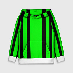 Толстовка-худи детская Color black and green stripes, цвет: 3D-белый