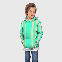 Толстовка-худи детская Color blue beige stripes, цвет: 3D-белый — фото 2
