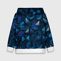 Толстовка-худи детская Футуристическая сине-фиолетовая абстракция с хакер, цвет: 3D-белый