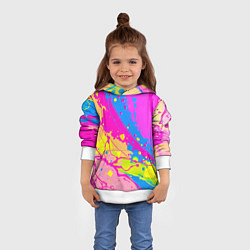 Толстовка-худи детская Яркая абстракция из розовых и голубых красок, цвет: 3D-белый — фото 2