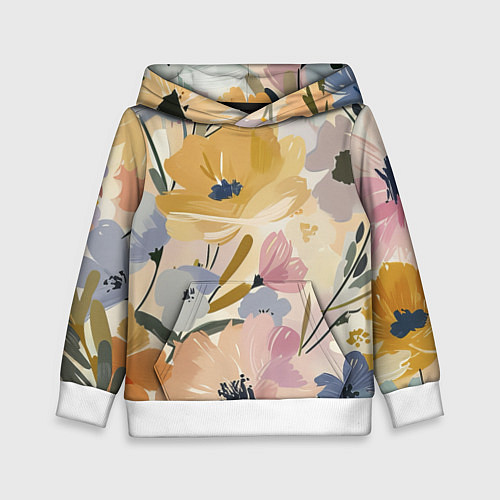 Детская толстовка Цветы акварель / 3D-Белый – фото 1
