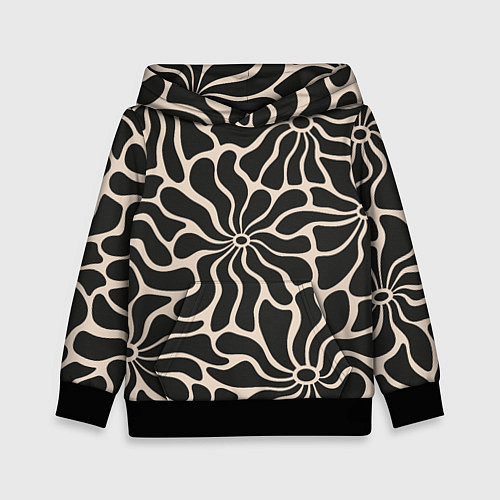 Детская толстовка Цветы black pattern / 3D-Черный – фото 1