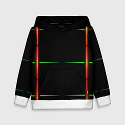Толстовка-худи детская Color black green orange stripes, цвет: 3D-белый