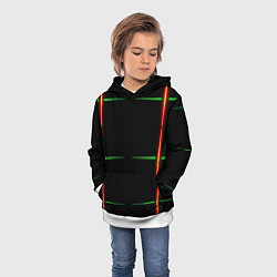 Толстовка-худи детская Color black green orange stripes, цвет: 3D-белый — фото 2