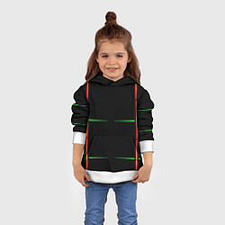 Толстовка-худи детская Color black green orange stripes, цвет: 3D-белый — фото 2