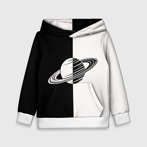 Детская толстовка Сатурн черно-белый / 3D-Белый – фото 1
