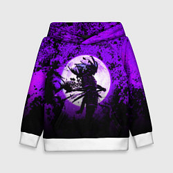 Толстовка-худи детская Самурай при луне, цвет: 3D-белый