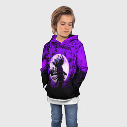 Толстовка-худи детская Самурай при луне, цвет: 3D-белый — фото 2