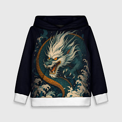 Толстовка-худи детская Морской император - дракон, цвет: 3D-белый