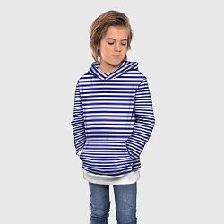 Толстовка-худи детская Тельняшка моряка, цвет: 3D-белый — фото 2