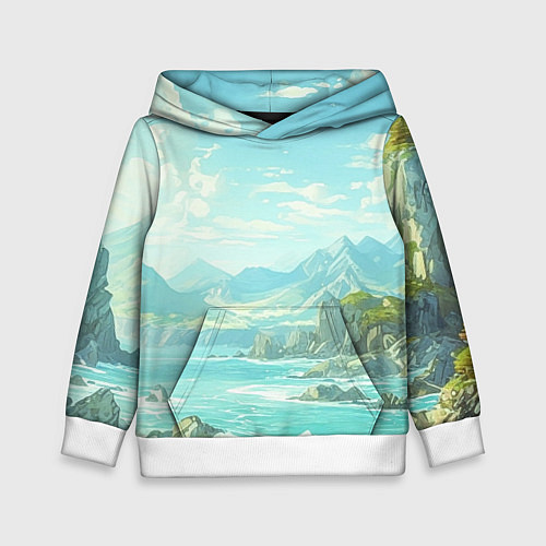 Детская толстовка Художественный берег со скалами / 3D-Белый – фото 1