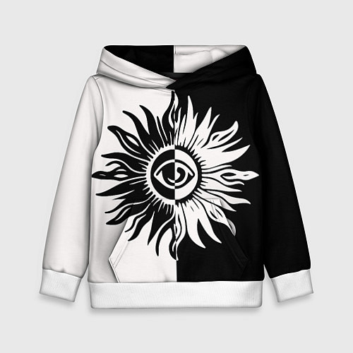 Детская толстовка Солнце черно-белое / 3D-Белый – фото 1