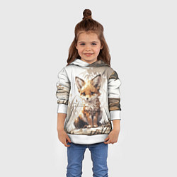Толстовка-худи детская Юный лисёнок, цвет: 3D-белый — фото 2