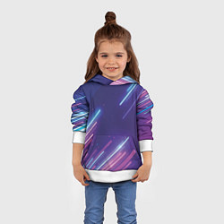 Толстовка-худи детская Абстракция бело синие красные полосы, цвет: 3D-белый — фото 2