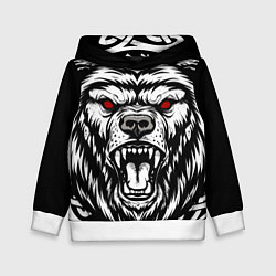Толстовка-худи детская Яростный медведь, цвет: 3D-белый