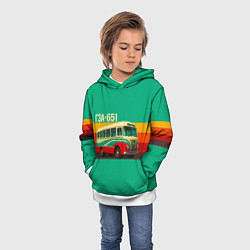 Толстовка-худи детская Поп-арт автобус ГЗА-651, цвет: 3D-белый — фото 2