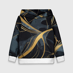 Толстовка-худи детская Мраморный узор с золотыми полосками, цвет: 3D-белый