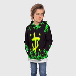 Толстовка-худи детская Doom зелёный огонь, цвет: 3D-белый — фото 2