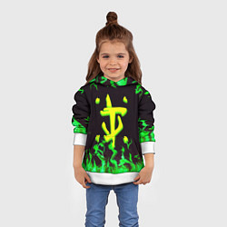 Толстовка-худи детская Doom зелёный огонь, цвет: 3D-белый — фото 2
