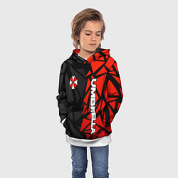 Толстовка-худи детская Umbrella corp - красные фрагменты, цвет: 3D-белый — фото 2