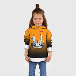 Толстовка-худи детская Механик Бендер и пилот формулы 1 Фрай, цвет: 3D-белый — фото 2