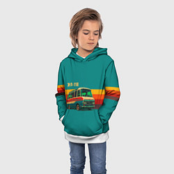 Толстовка-худи детская Ретро автобус ЗИЛ-118 поп-арт, цвет: 3D-белый — фото 2