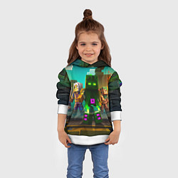 Толстовка-худи детская Майнкрафт - исследование территории, цвет: 3D-белый — фото 2