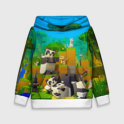 Толстовка-худи детская Майнкрафт - панды, цвет: 3D-белый
